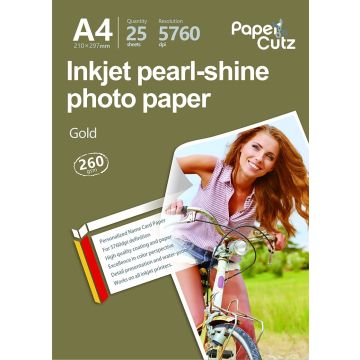 A4 Gold Photo Paper Pearl 260GSM Inkjet 25 Sheets