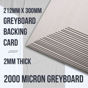 212mm x 300mm 2mm Greyboard Backing Card 1200GSM 25 Sheets