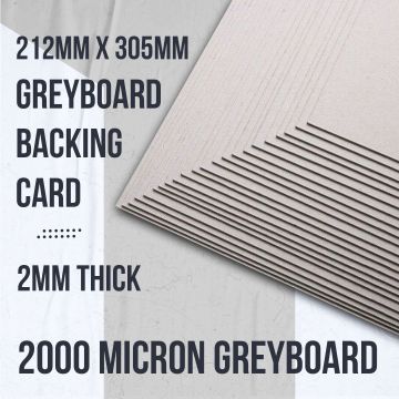 212mm x 305mm A4 Plus 2mm Greyboard Backing Card 1200GSM Pack Size : 25 Sheets