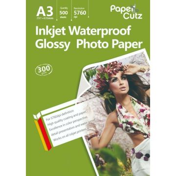 A3 Photo Paper Inkjet Glossy 300GSM Waterproof - 500 Sheets