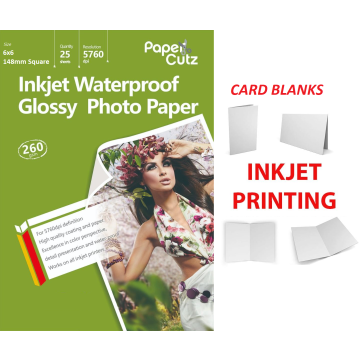6x6 Gloss 260GSM Card Blanks, INKJET 25 Card Blanks