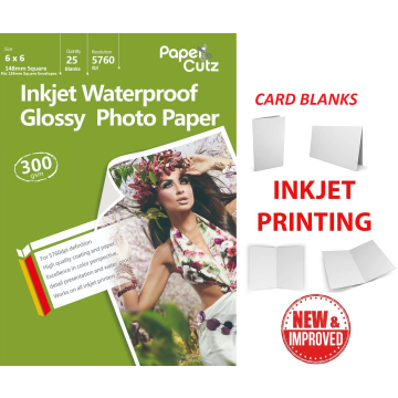 6x6 Gloss 300GSM Card Blanks, INKJET, Professional Photo Paper x25