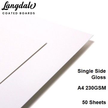 A4 White Box Board Gloss Coated 1 Side 230GSM 320Micron 50 Sheets