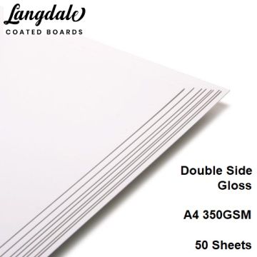 A4 Super Gloss White Gloss Coated 2 Card 350GSM 50 Sheets