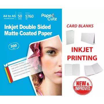 A4 to A5 Matt 300GSM Card Blanks, INKJET Matte 50 Card Blanks