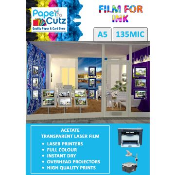 A5 OHP Film, Acetate, Laser, Mono Colour 135Mic 10 Sheets