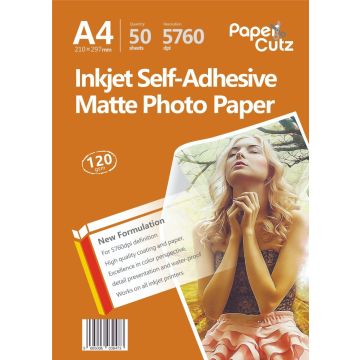 A4 Photo Paper Self Adhesive Matte Inkjet 120gsm - 500 Sheets