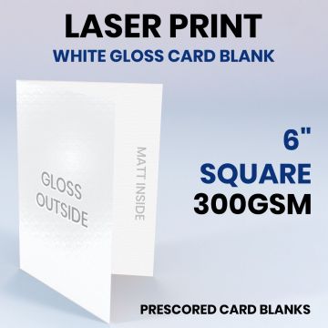 6x6 White Gloss / Matte Card Blank 300GSM, Laser x1