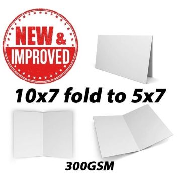 10x7 White Pre Scored Card 300GSM Folds to 5x7 125x175 50 Blanks