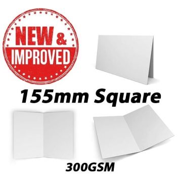 155mm Square White Card Blank 300GSM 150mm x 300mm 50 Card Blanks