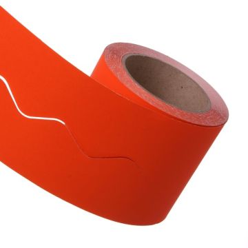Fire Orange Paper Border School  Roll 100 Metre 1 Roll