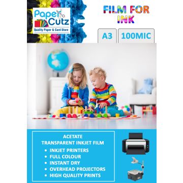 A3 InkJet OHP Film, Colourful Prints, Acetate Clear 10 Sheets