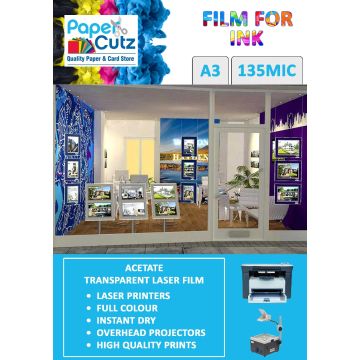 A3 OHP Film Acetate Laser Mono Colour 135Mic 25 Sheets