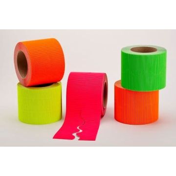 Neon Cardboard Corrugated Border Roll Scalloped Edge - 5 Rolls