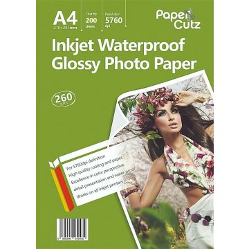 A4 Photo Paper Inkjet Glossy 260GSM Waterproof - 200 Sheets