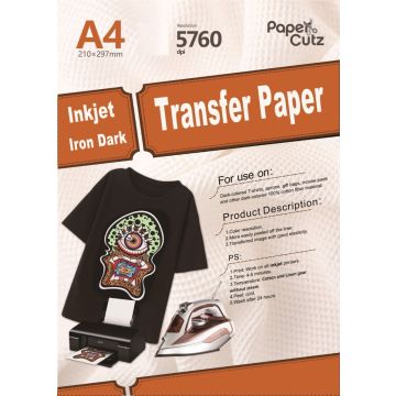 A4 T- Shirt Paper for Inkjet Printers, Dark fabrics 5 Sheets