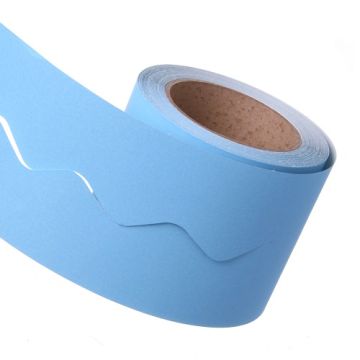 Sky Blue Paper Border Roll Bordette Scalloped Edge 100 Metre x1